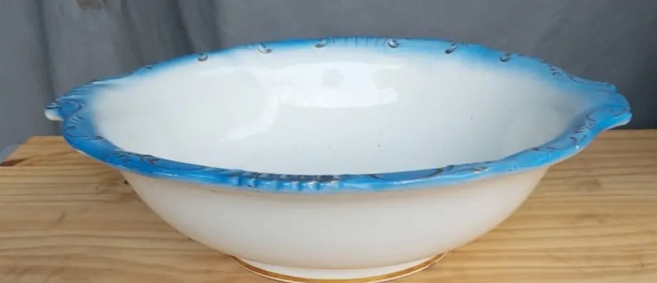 Blue And White With Gold Wash Bowl 1