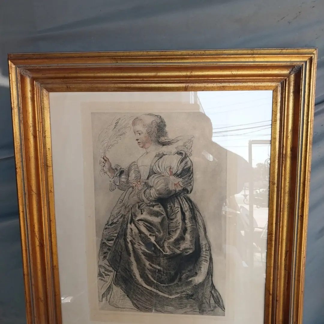 Framed 19Th Century Hand Colored Print In Frame-Stamped Le Lourve 1