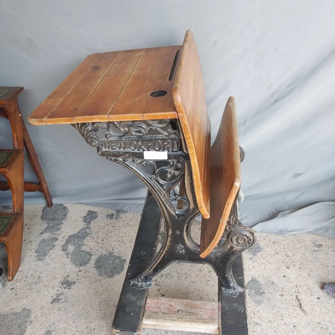 Antique Cast Iron And Wood School Desk 1