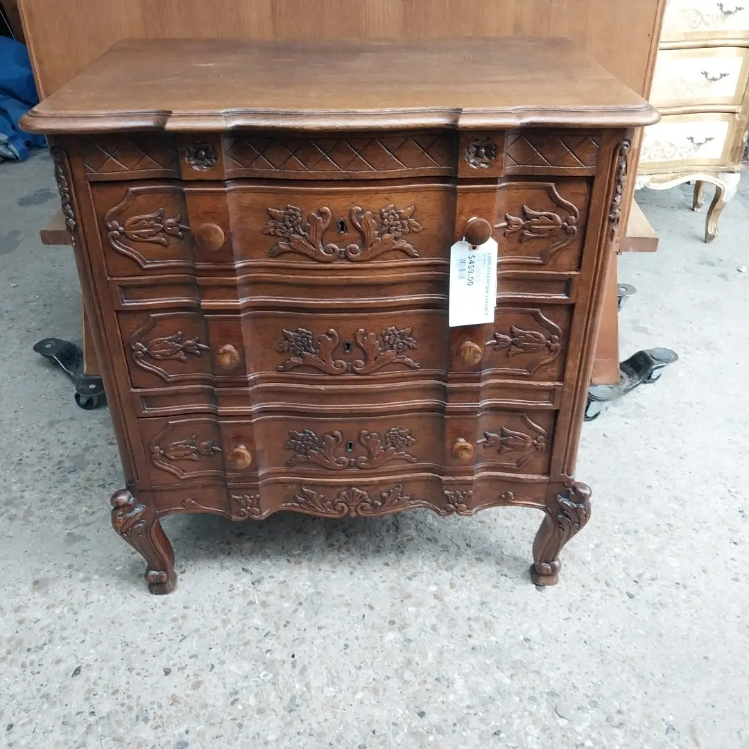 Louis Xv Dark Oak 3 Drawer Chest 1