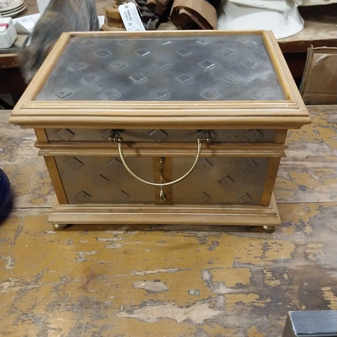 Decorative Wood Box With Metal Overlay 1