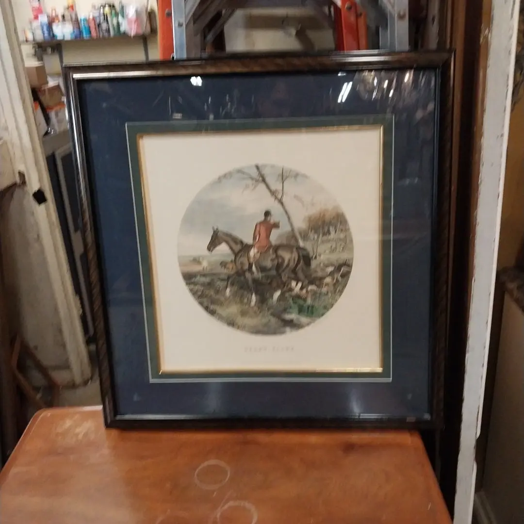 Framed Color Engraving Of A Fox Hunt Rider 1