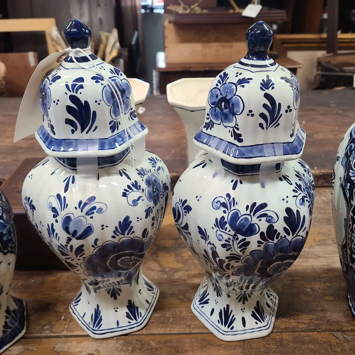 Pair Of Slender Delft Ginger Jars 1