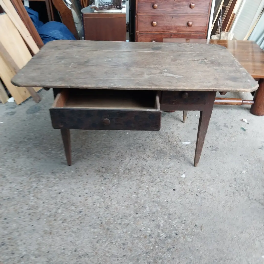 Tapered Leg Rustic Work Table With Drawer 1