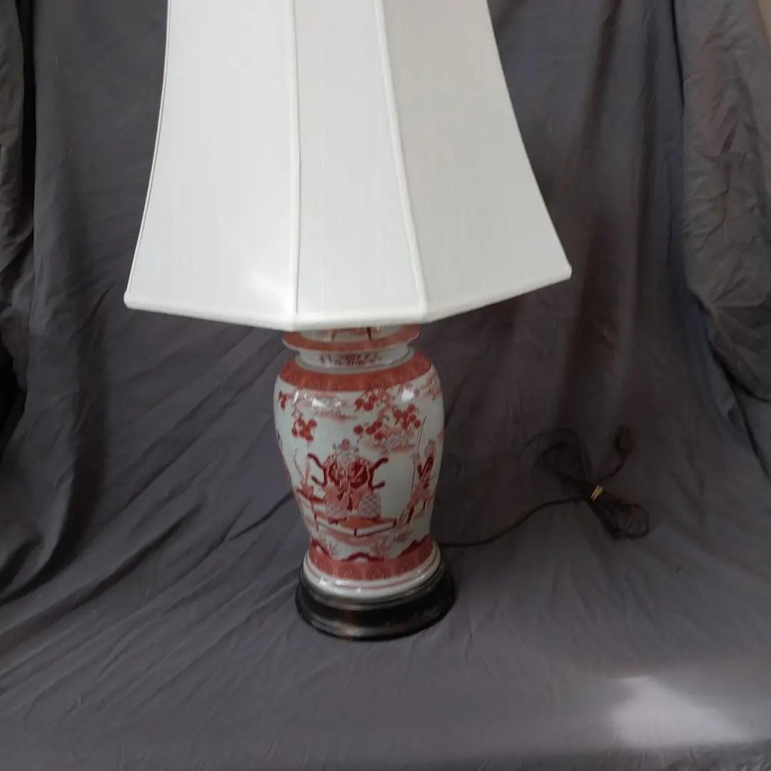 1900'S Ginger Jar Lamp With Shade-Iron Oxide Paint 1
