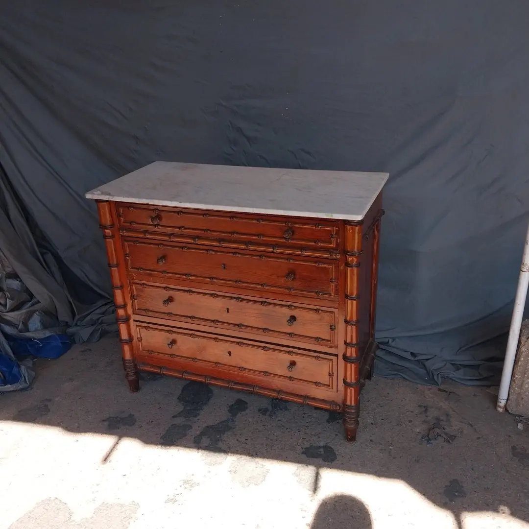 Faux Bamboo Marble Top Chest 1