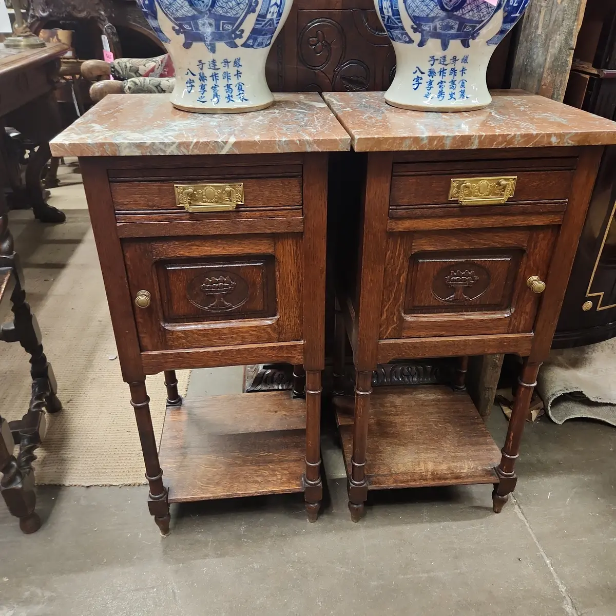 Pair Of Lavanta Marble Night Stands 1