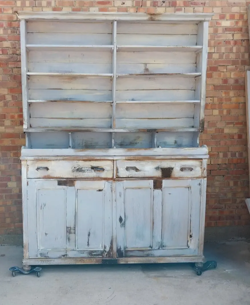 Large Gray Pine Farmhouse Bookcase 1