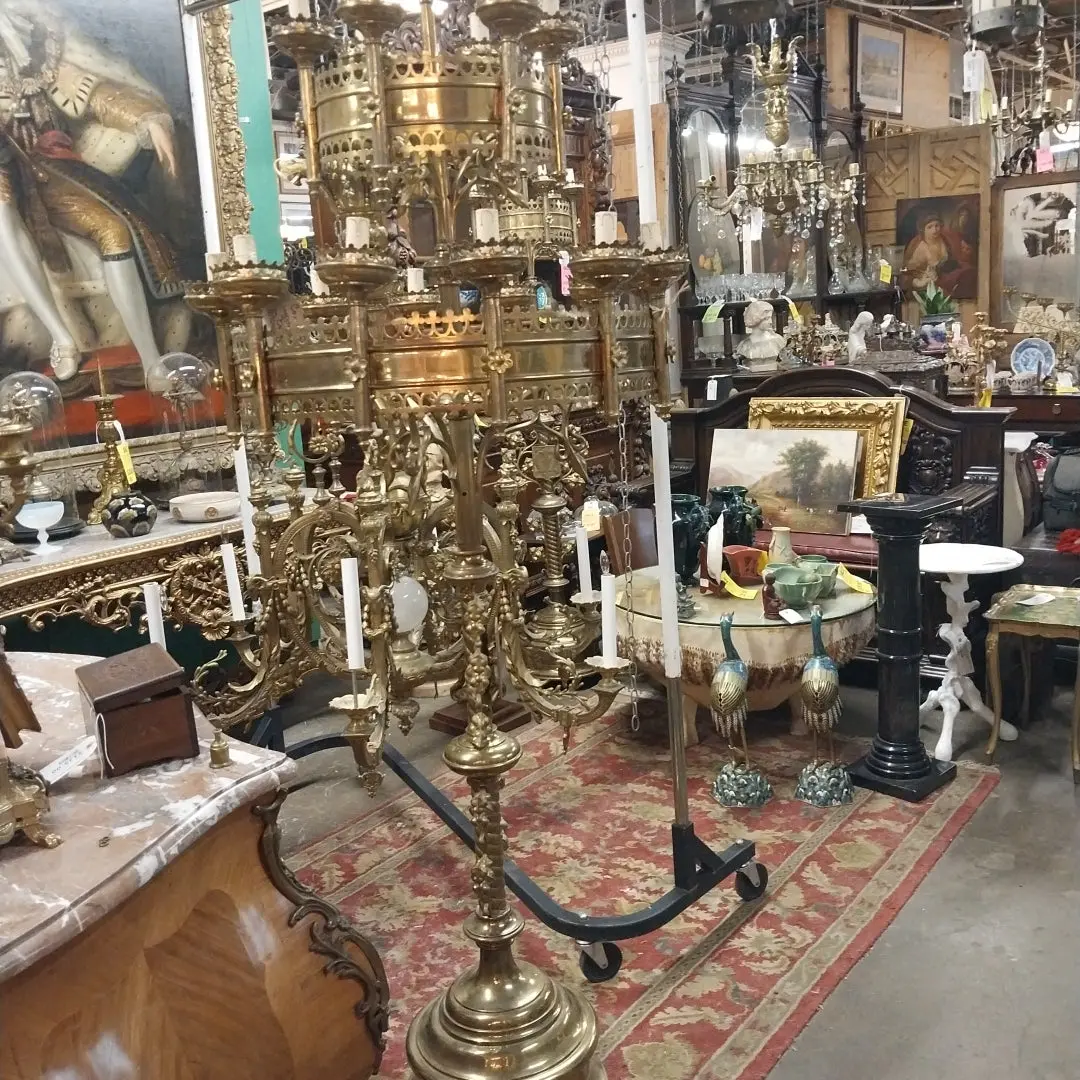Huge Brass Ghurch Candleabra With Lion Feet 1