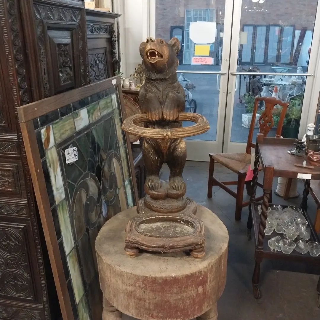 Carved Black Forest Standing  Bear Umbrella Stand 1