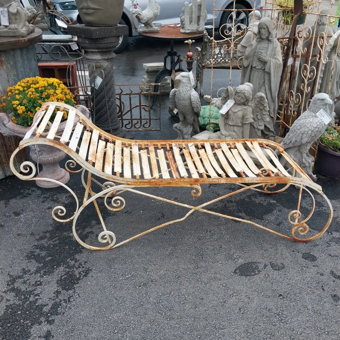 Petite White Iron Chaise Lounge- No Cushion 1
