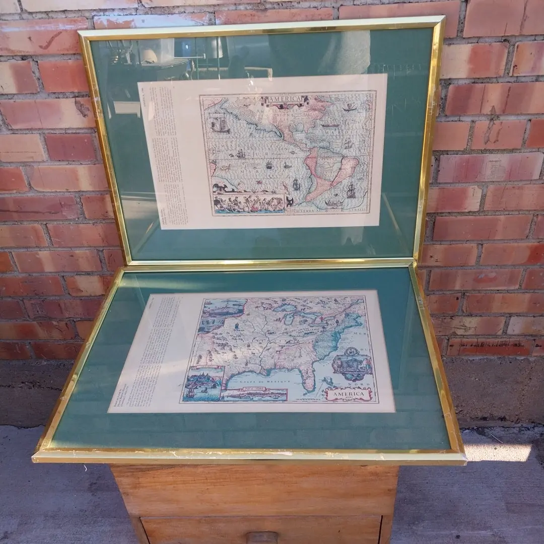 Pair Of Framed Maps From Books 1