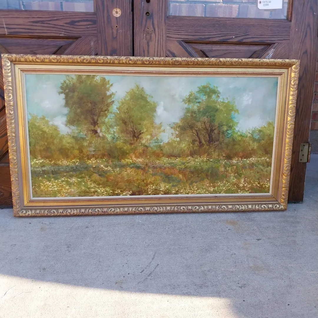 Meadow W/Trees Paint On Board-As Found 1