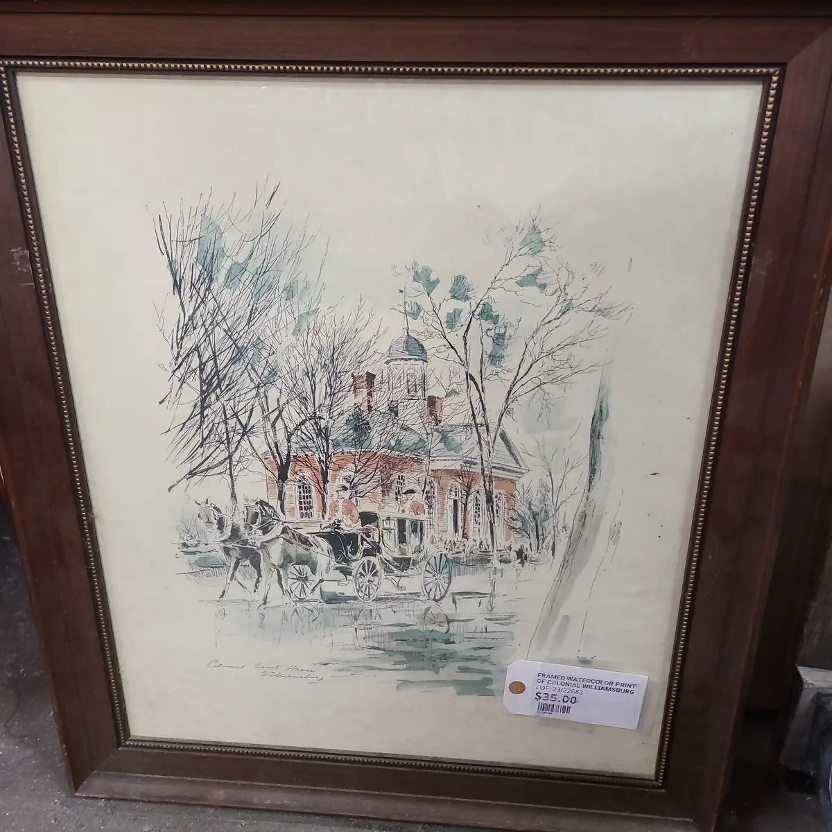 Framed Watercolor Print Of Colonial Williamsburg 1