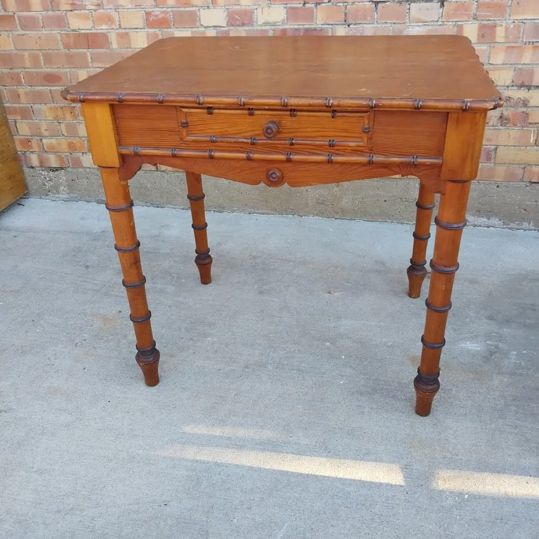Faux Bamboo Table With Drawer 1