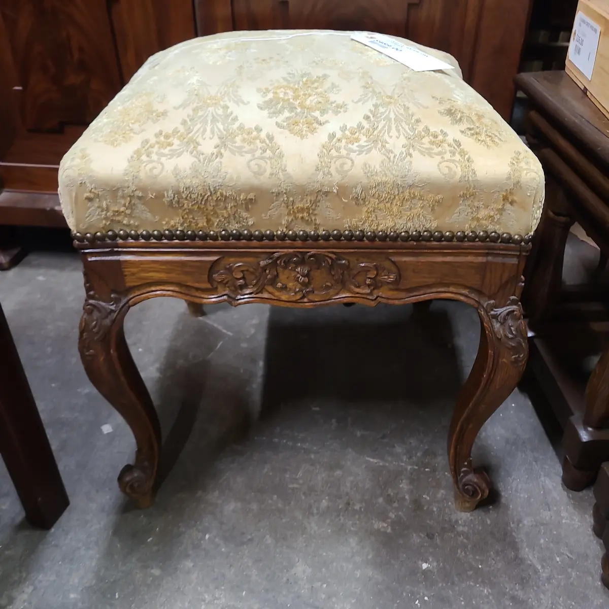 Louis Xv Square Oak Ottoman 1