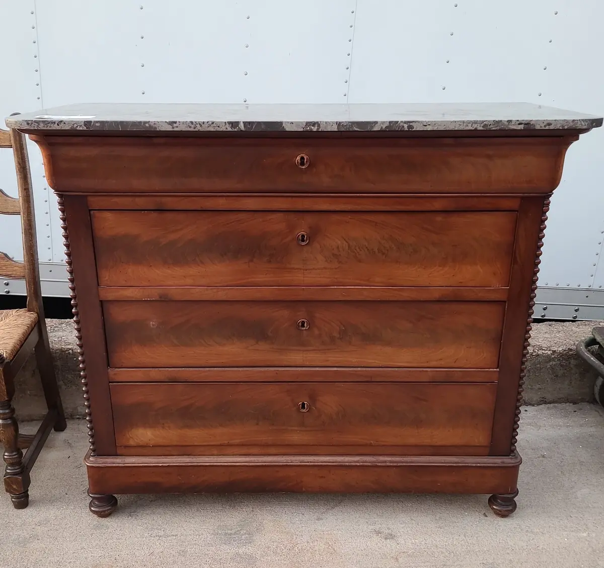 Grey Marble Top Louis Philippe Chest 1