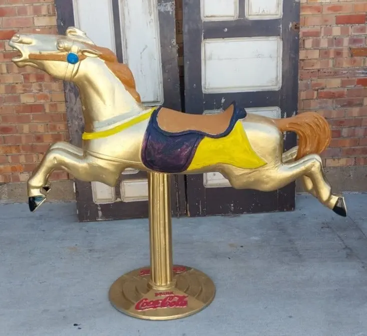 Cast Aluminum Coca Cola Carousel Horse Advertisement 1