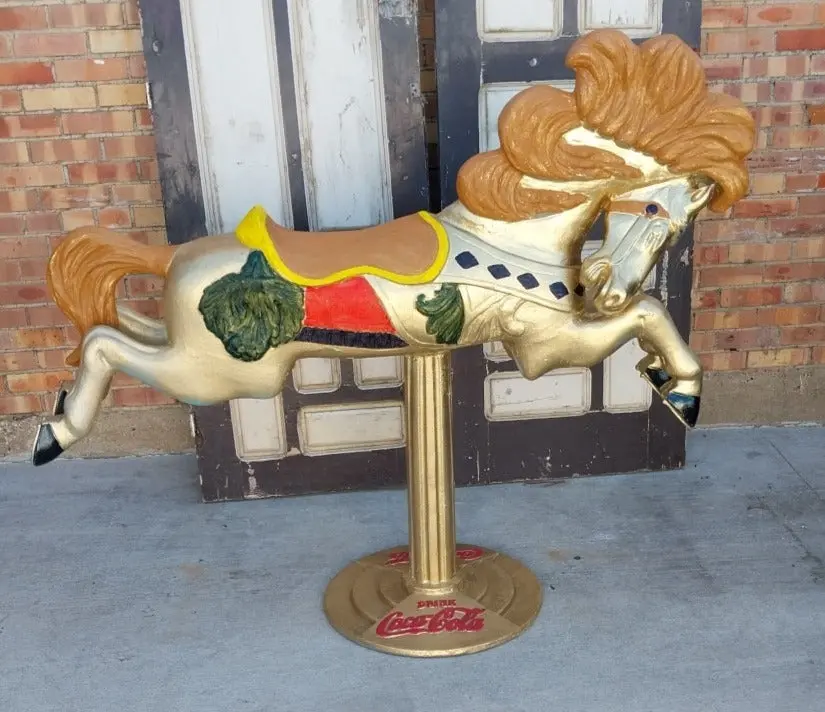 Cast Aluminum Coca Cola Carousel Horse Advertisement 1