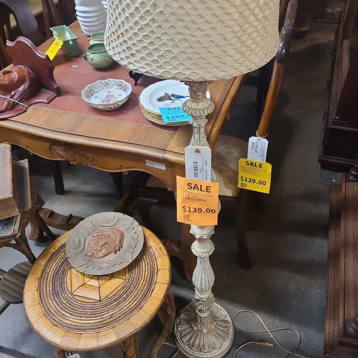 Distressed Painted Iron Floor Lamp 1