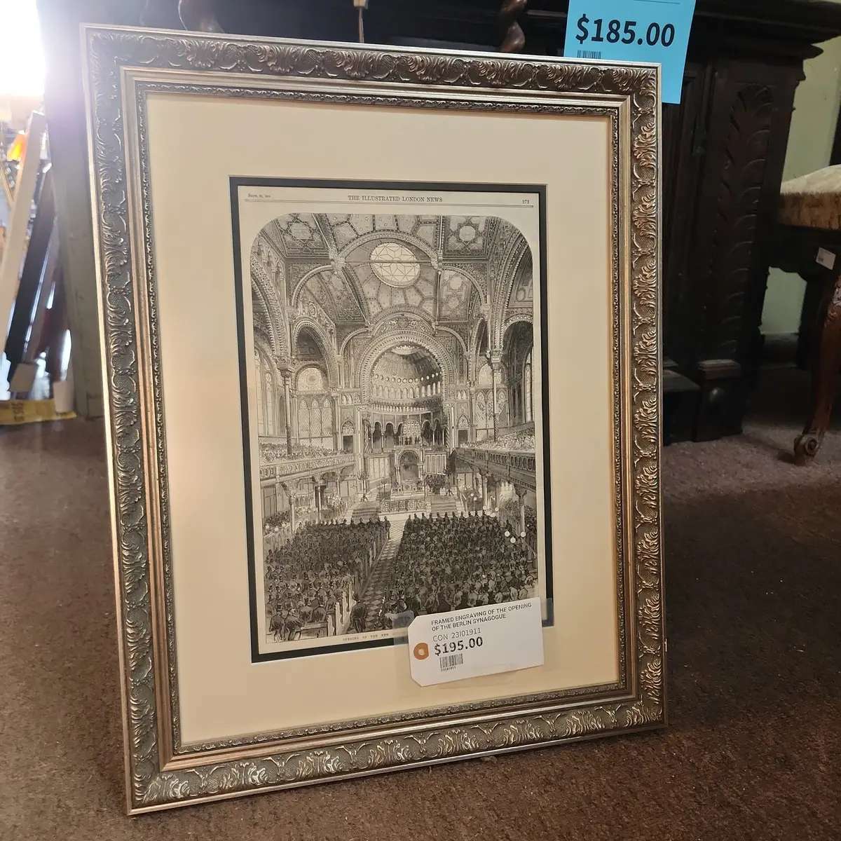 Framed Engraving Of The Opening Of The Berlin Synagogue 1