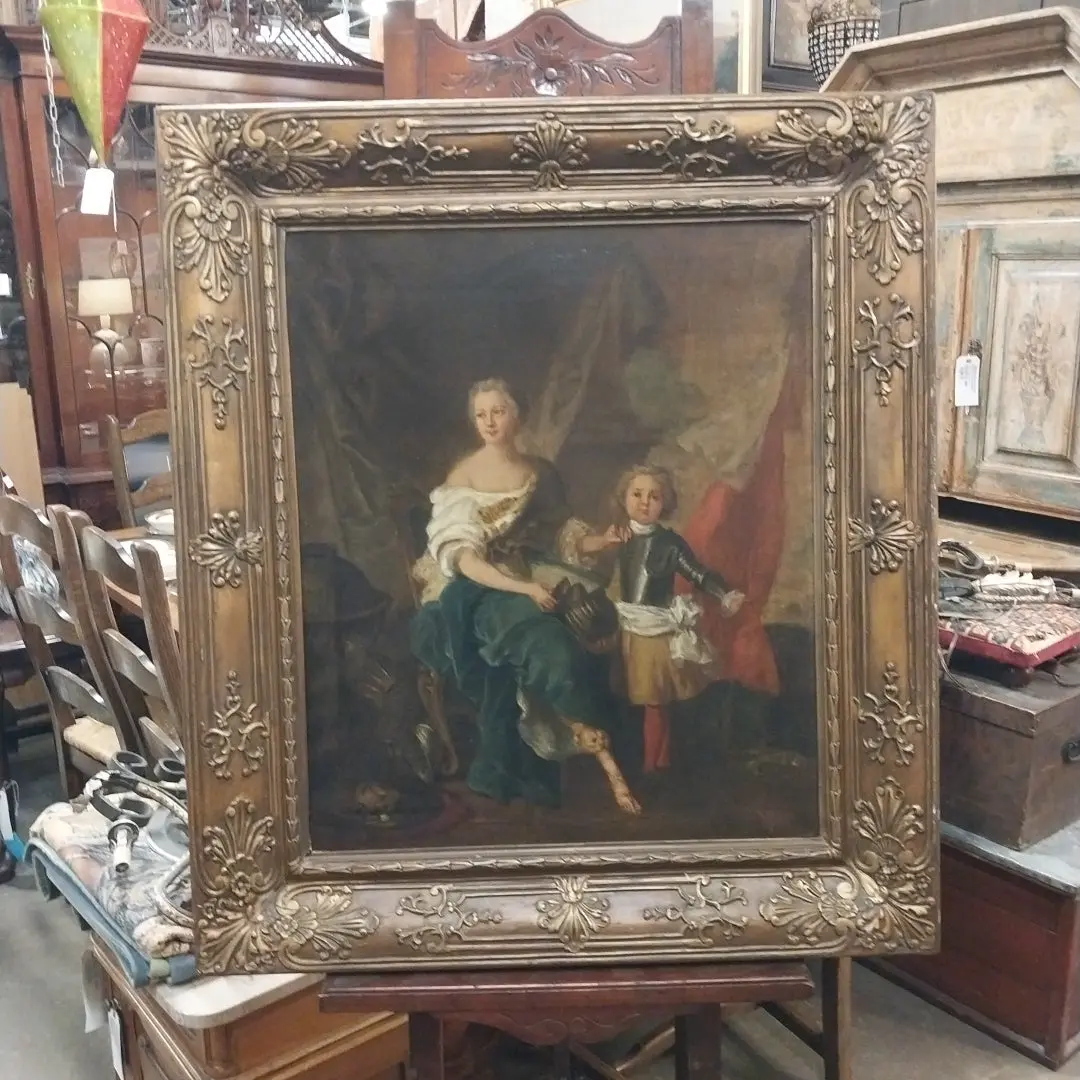 Framed Oil Painting Of Madame M De Lambesc With Her Brother Louis De Lorraine Count Of Brionne 1