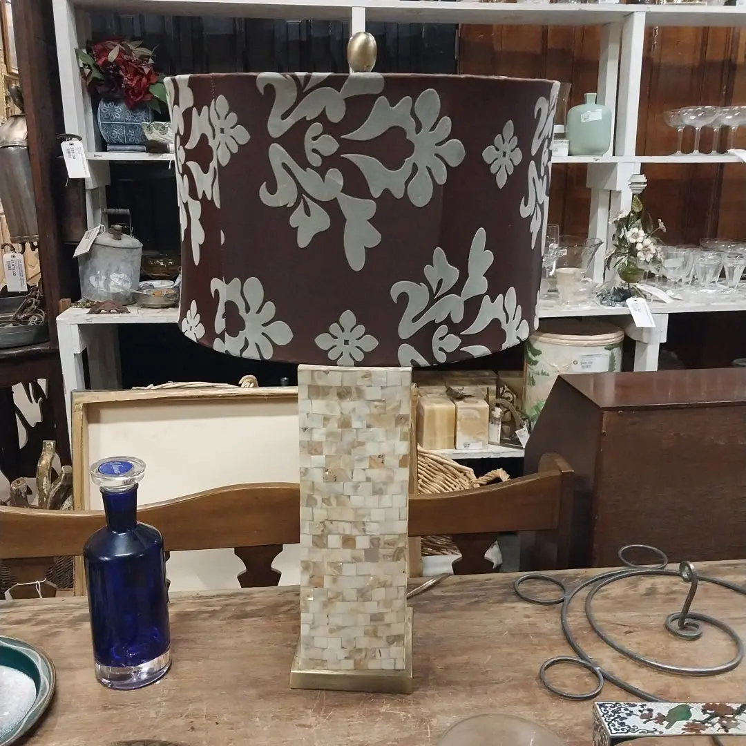 Not Old Tall Shell Lamp With Shade 1