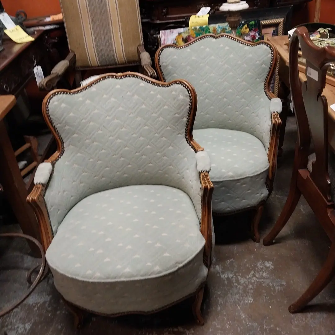 Pair Light Green Petite Berge Chairs 1