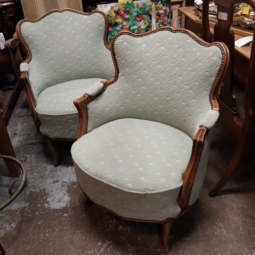 Pair Light Green Petite Berge Chairs 1