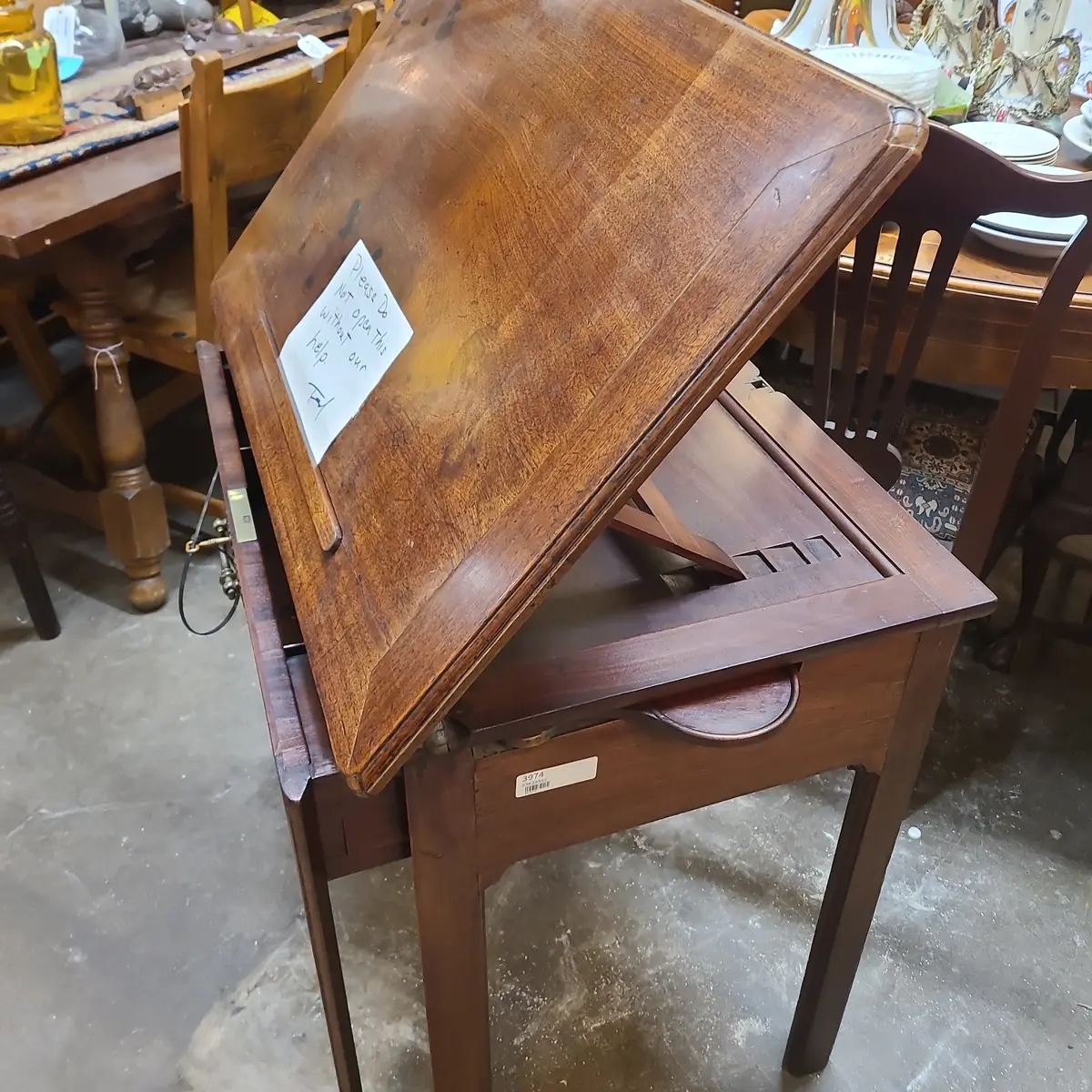 English Mahogany Chinese Chippendale Drafting Architects Table 1