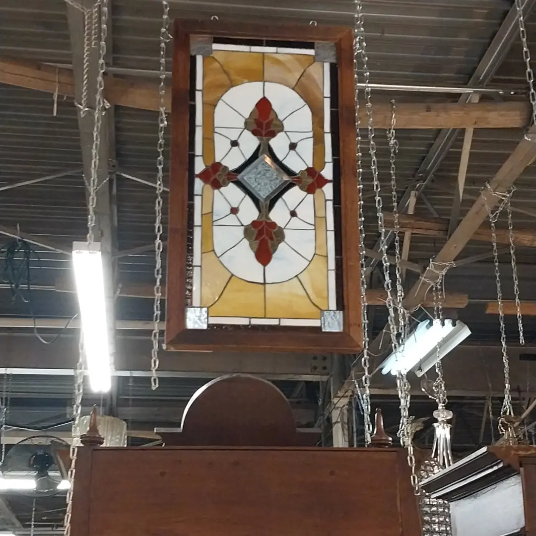 Spectrum Orange, White And Brown Stained Glass Window 1