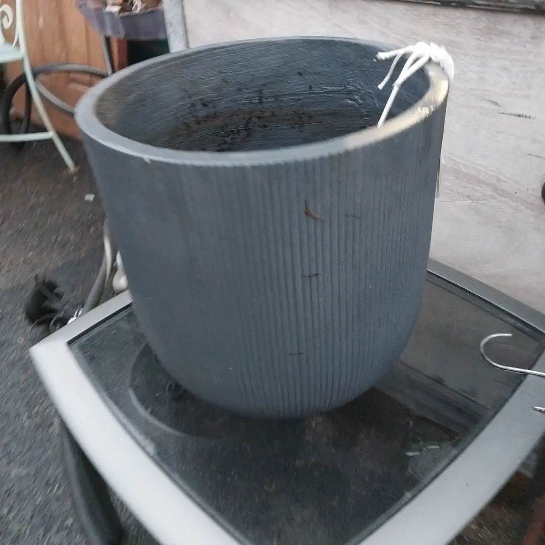 Ribbed Blue Planter 1