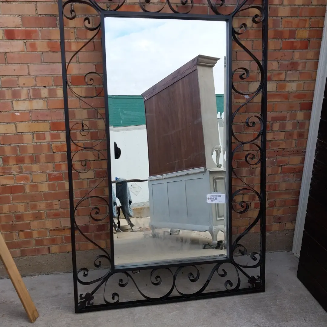 Wrought Iron Framed Beveled Glass Mirror 1