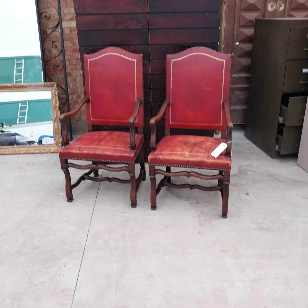 Pair Of Leather Mutton Bone Arm Chairs 1