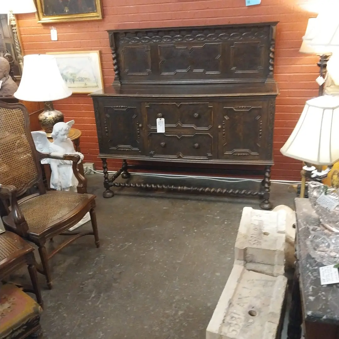 Small English Tudor Oak Sideboard With Back Splash 1