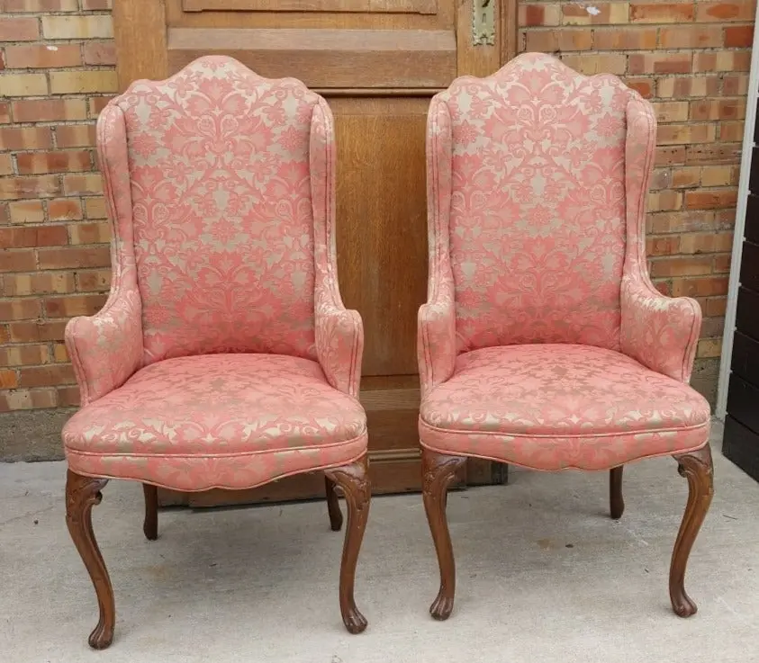 Pair Of Vintage Petite Wingback Chairs With Quality Upholstery 1