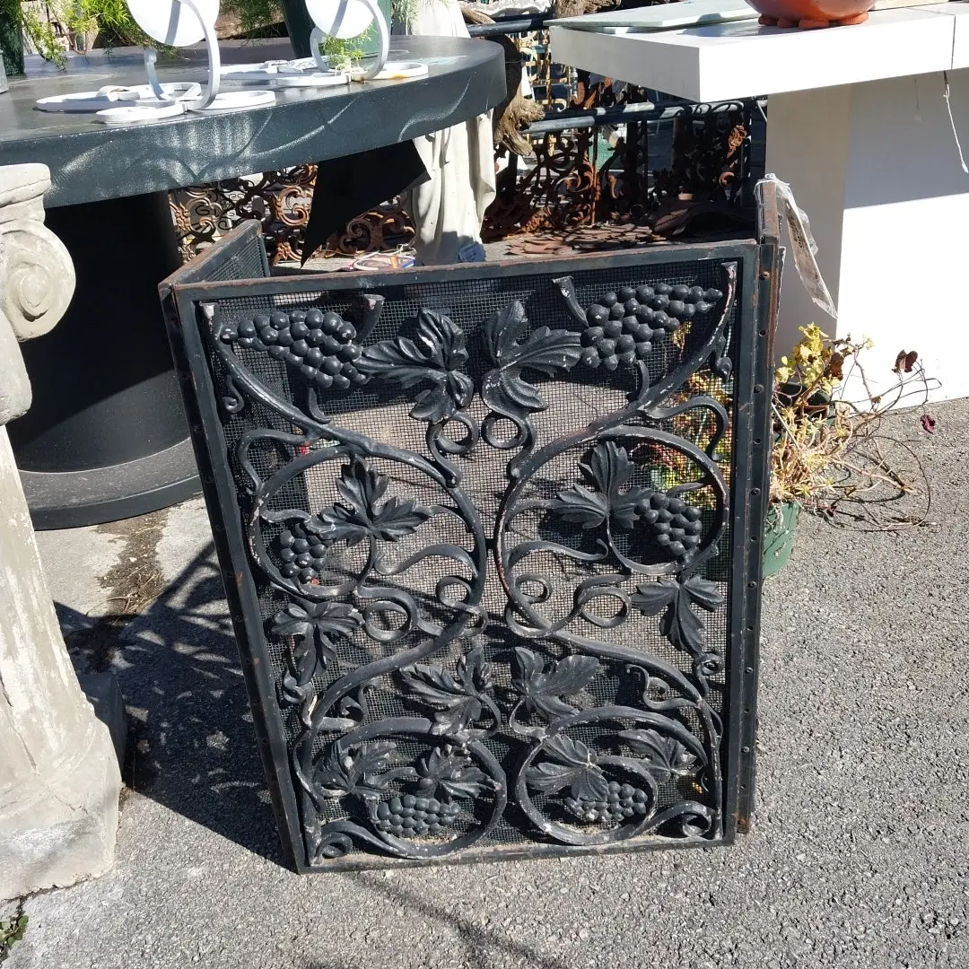 Small Cast Iron And Mesh Fire Screen 1