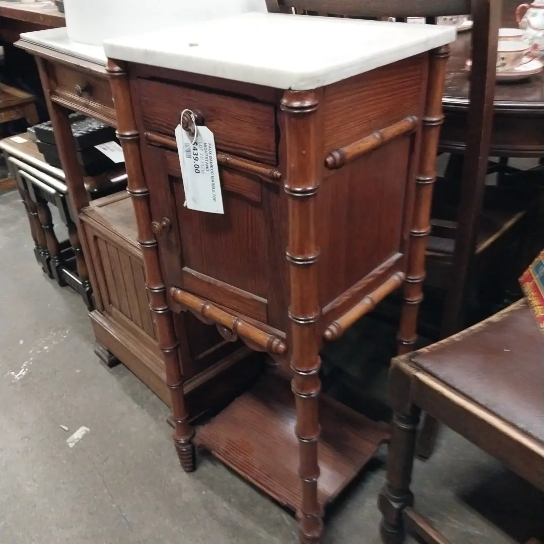 Faux Bamboo Marble Top Nightstand 1