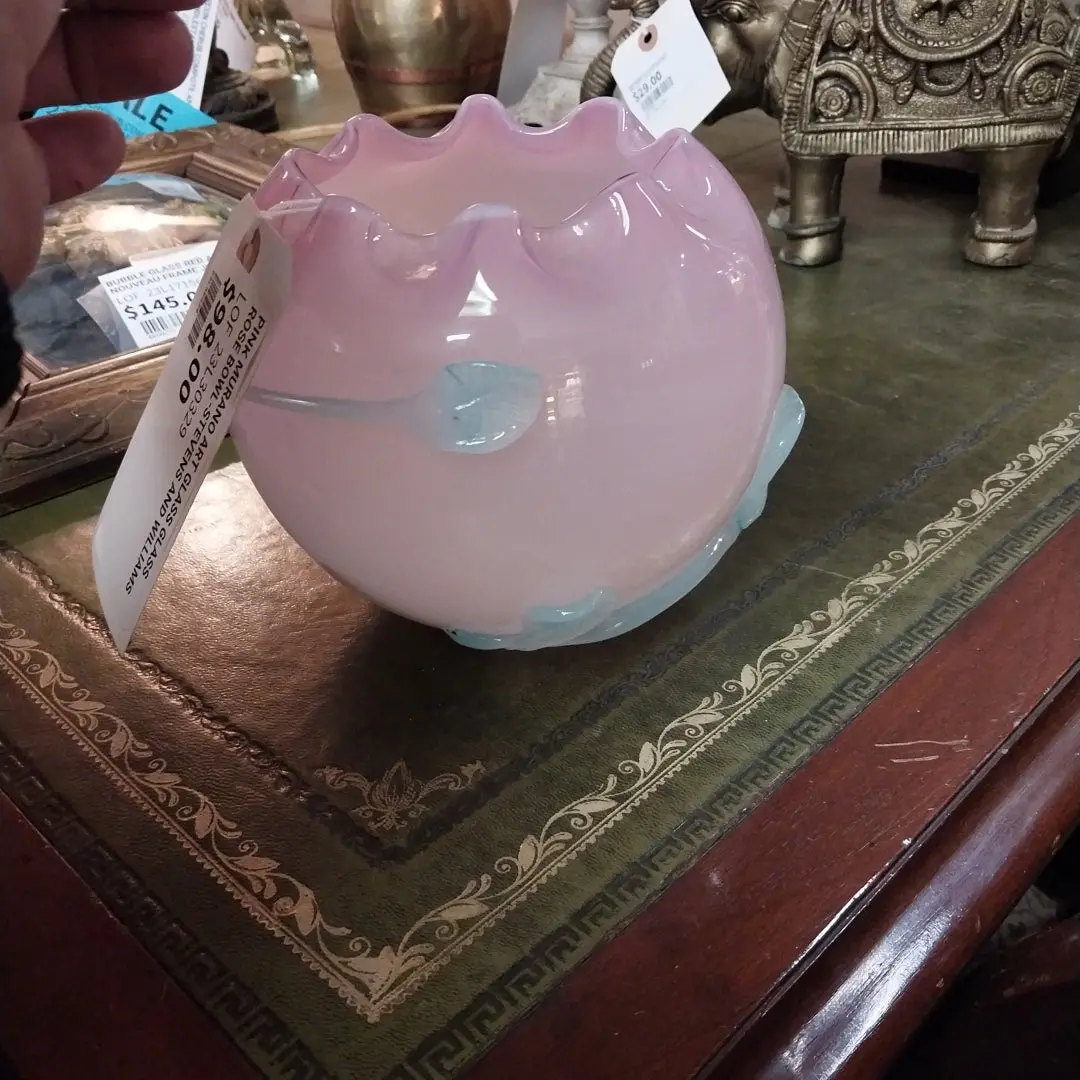 Pink Murano Art Glass Glass Rose Bowl-Stevens And Williams 1