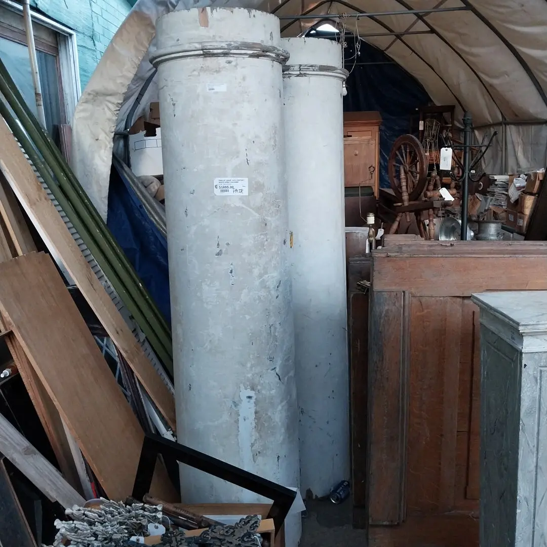 Pair Of Large 19Th Century White Doric Columns 1
