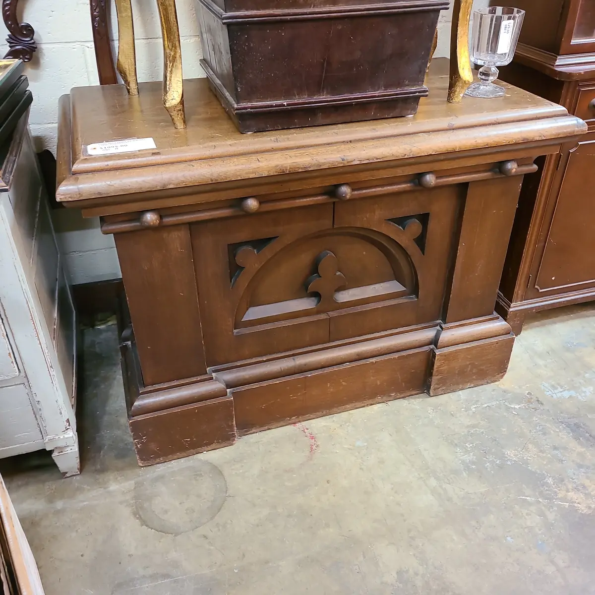 Long Rectangular Walnut Church Pedestal 1