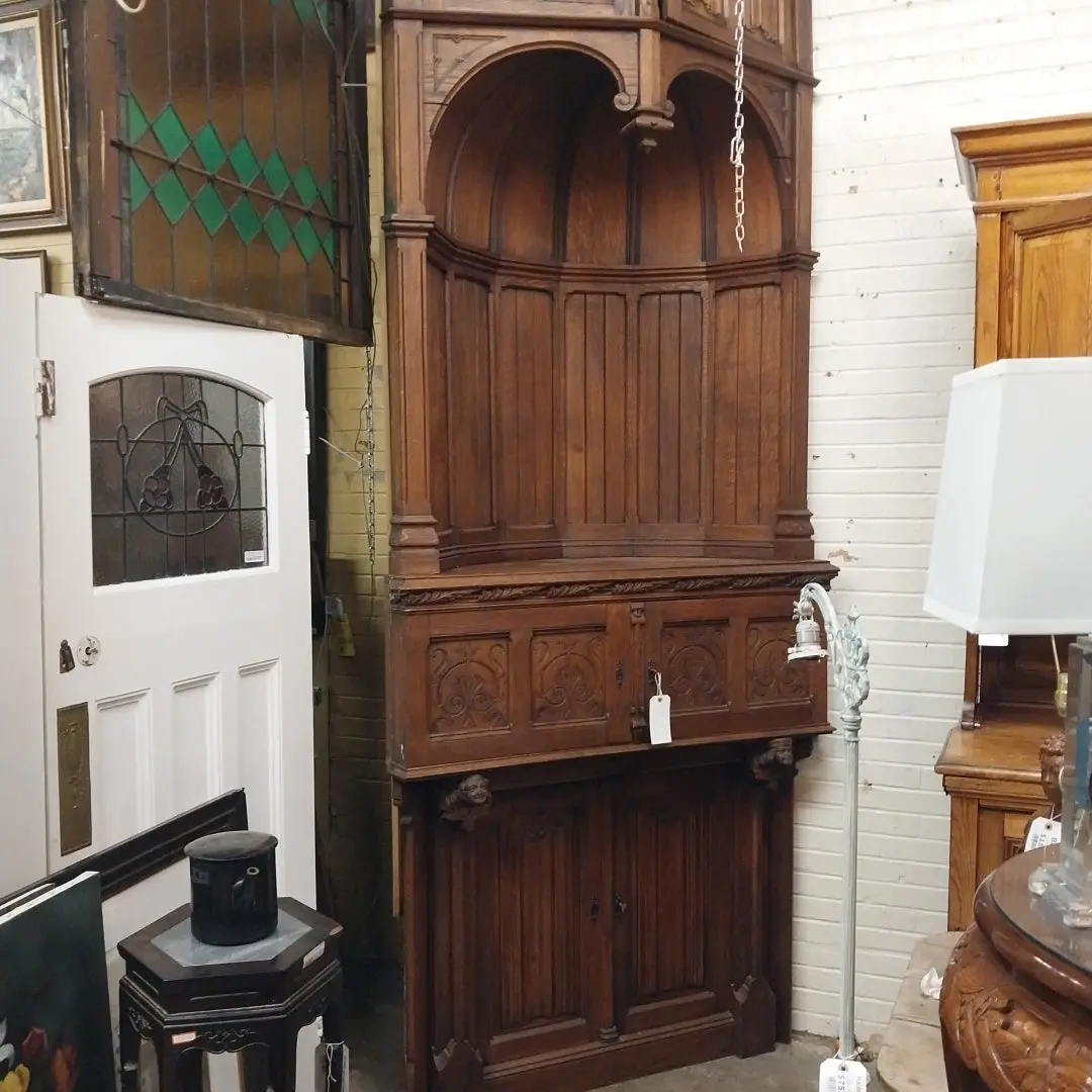 Pair Of French Oak Huge Corner Cabinets With Demi Domes 1