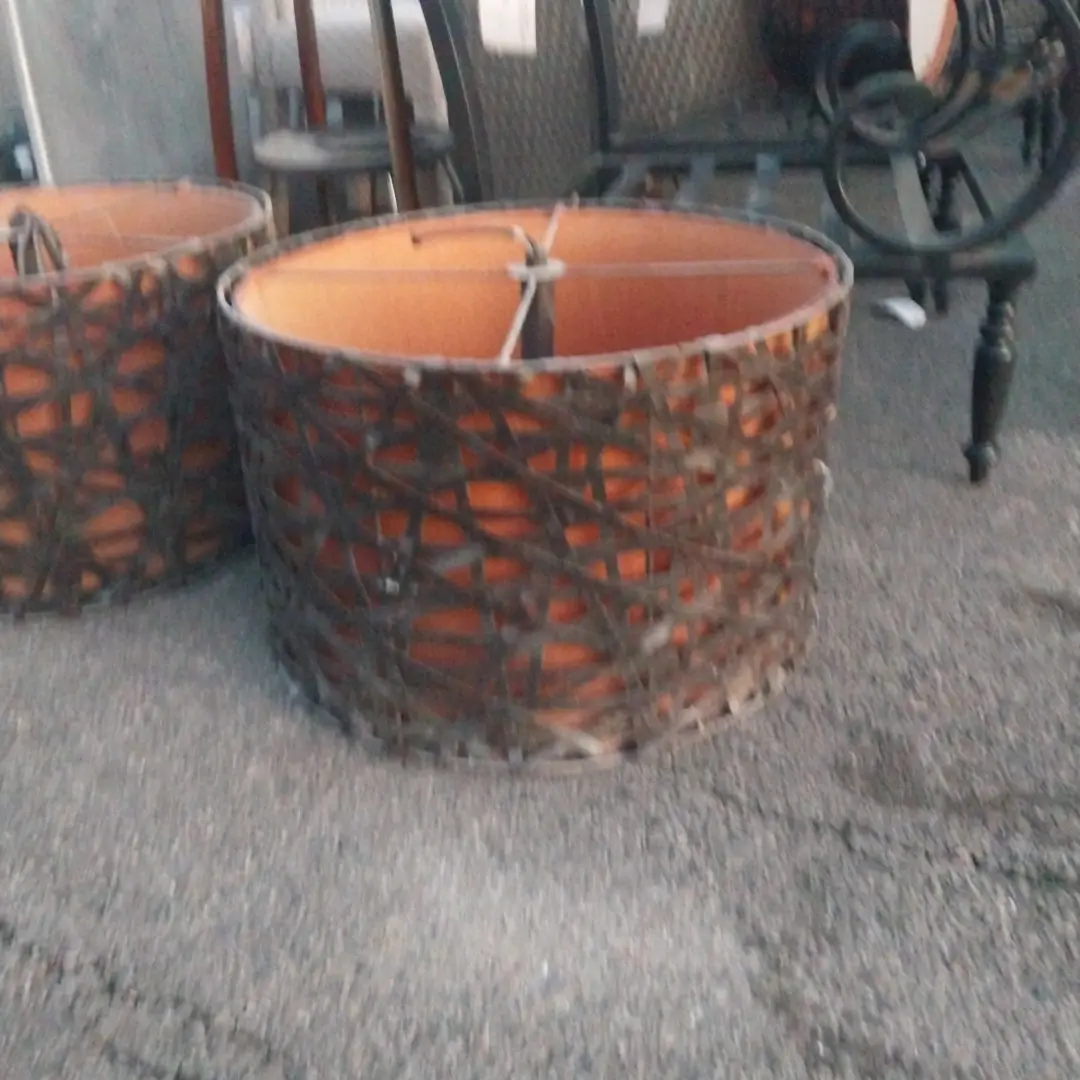 Round Need Wiring Copper Color Cloth Lined Mesh Chandelier Sold As Found 1