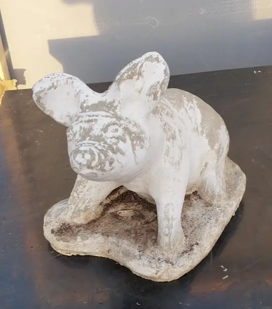 Small Painted Concrete Pig 1