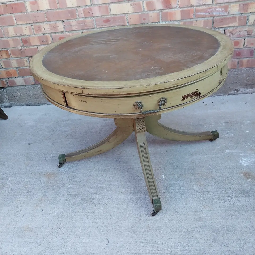 Painted Green Federal Style Drum Table 1