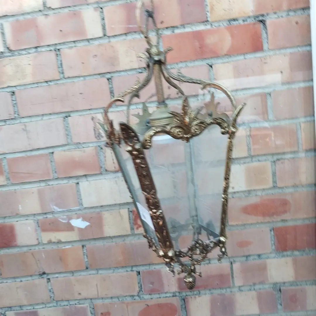 French Empire Etched Glass Lantern Pendant Light 1