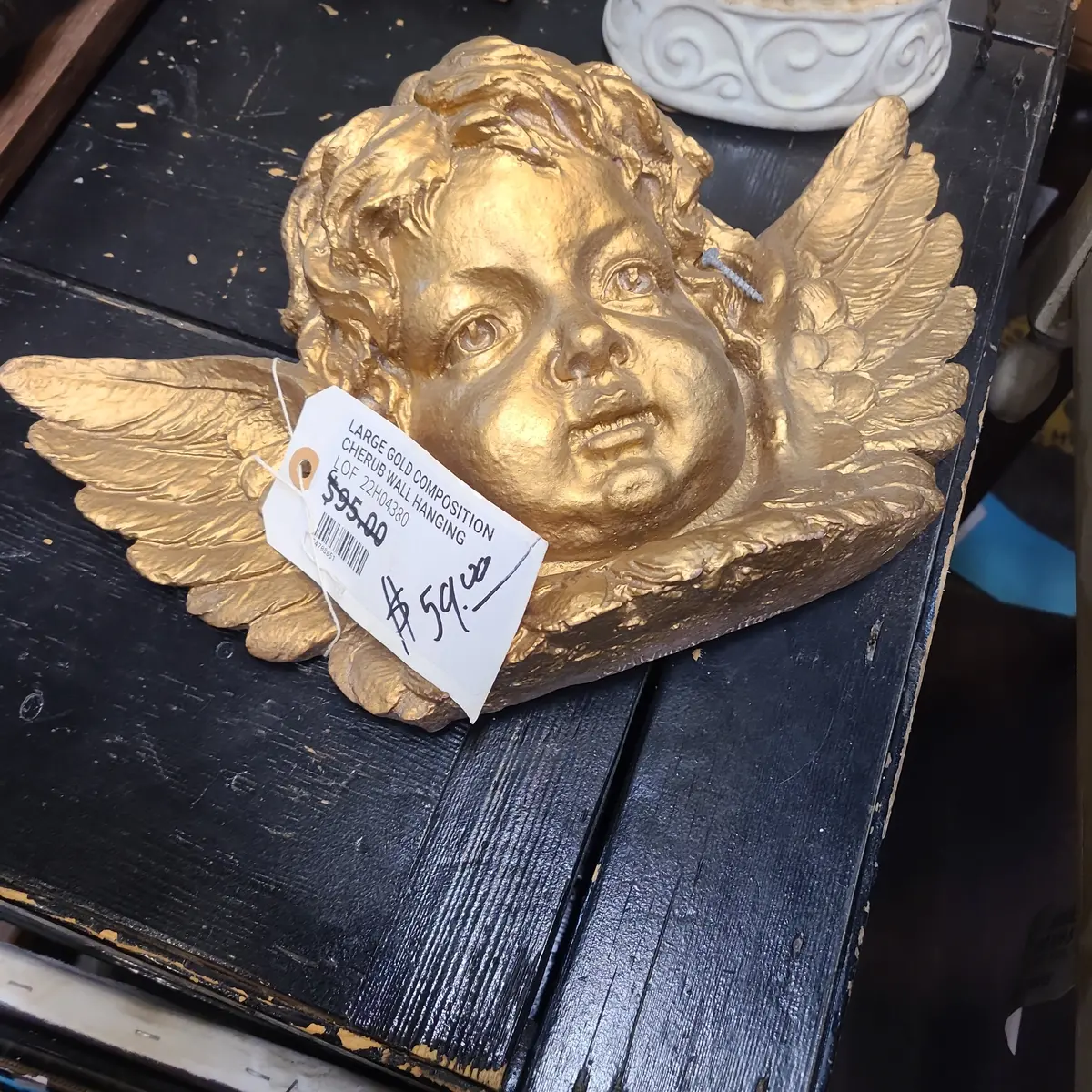 Large Gold Composition Cherub Wall Hanging 1