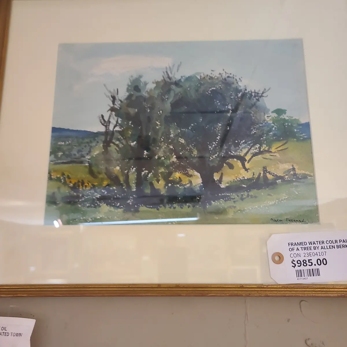 Framed Water Color Painting Of A Tree By Allen Berkman 1