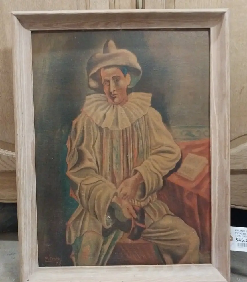 Framed Giclee Print Of Picasso's Joker As Found 1