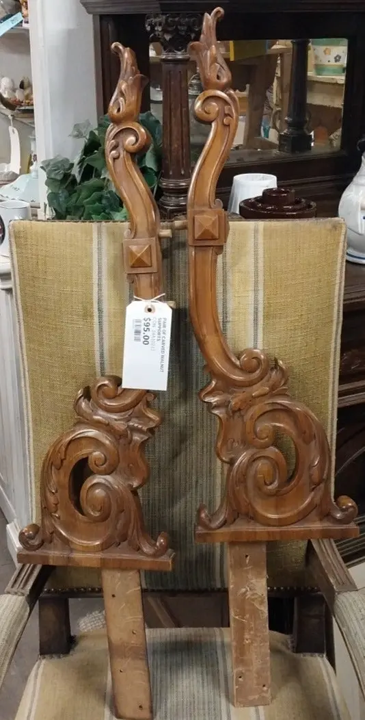 Pair Of Carved Walnut Supports 1